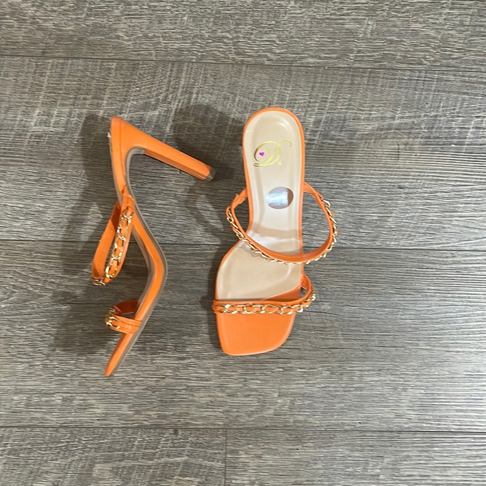 Orange and gold sandals size 8. NWOT